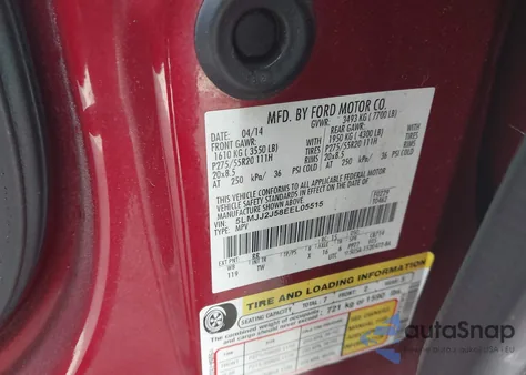 2014 Lincoln Navigator z USA, uszkodzony, nr VIN 5LMJJ2J58EEL05515